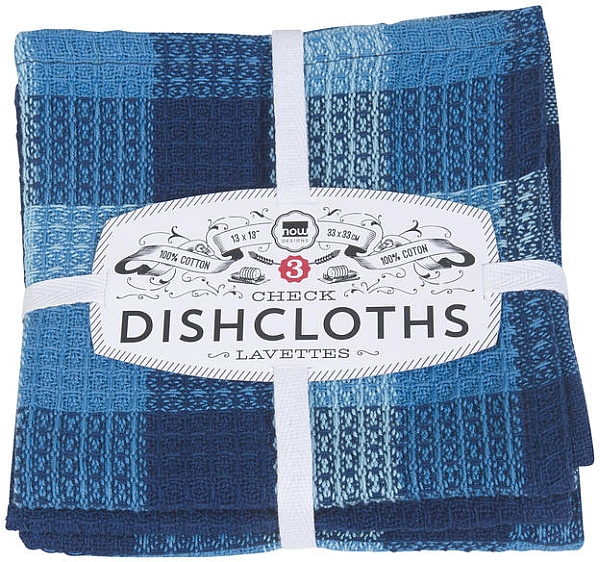 Dishcloths, Indigo Check Set/3