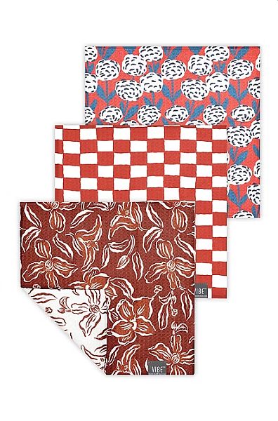 Vibe Dish Cloth RedFloral Set/3