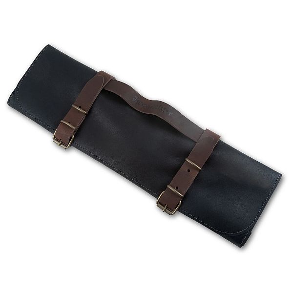 Knife Role Leather Black 7 Pocket