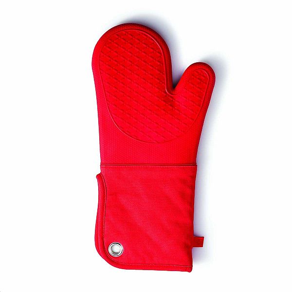 Cotton/Silicone Oven Mitt Red